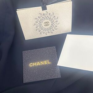 Chanel Navy and White Card Set with Gold Logo